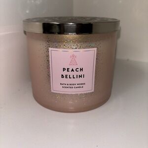 Bath & Body Works PEACH BELLINI 3 Wick Candle New